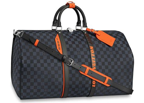 louis vuitton keepall bandouliere damier cobalt race 55 blue orange|Louis Vuitton Keepall 55 size.